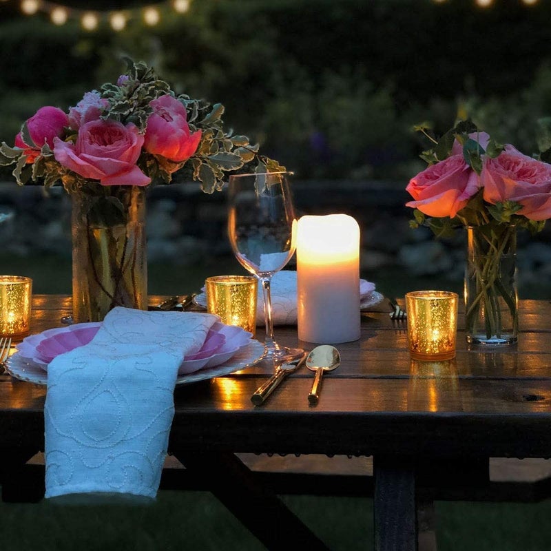 DEVI Gold Votive Candle Holders 24 Pcs, Mercury Tealight Candle Holder Glass, Gold Wedding Centerpieces for Table Decorations, Valentine Diwali Party Bridal Shower Decorations - Image 5